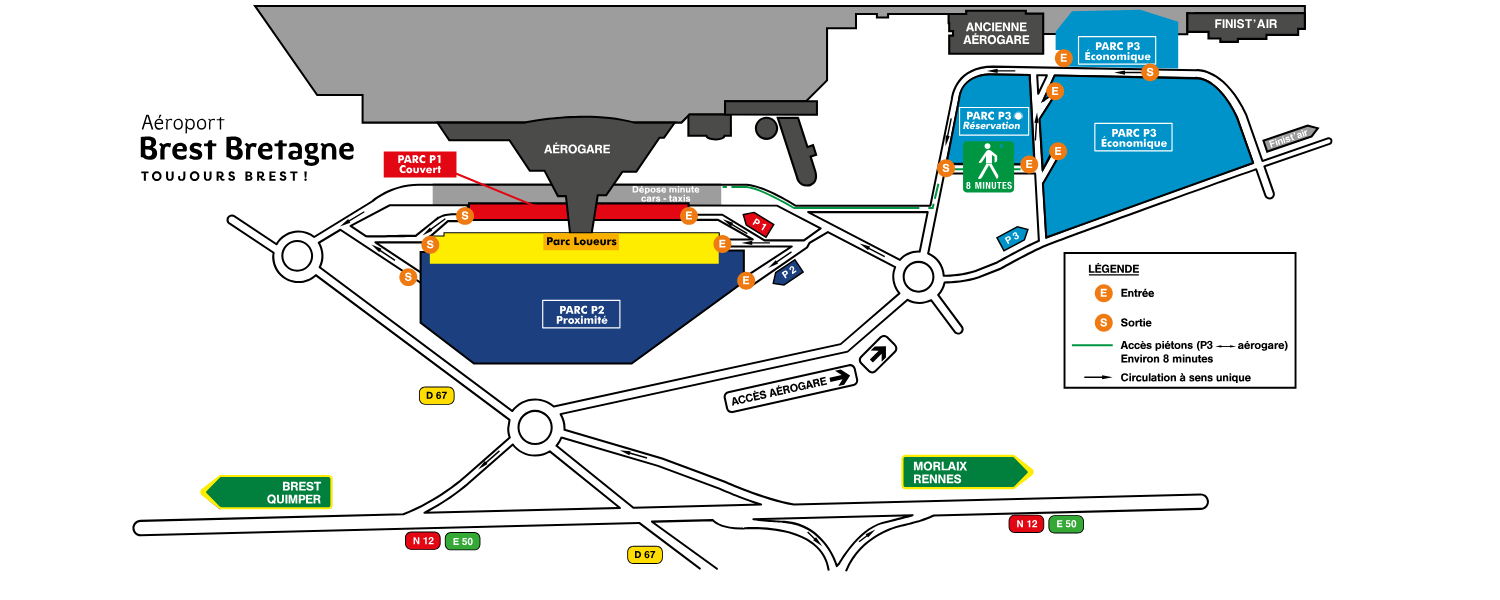 Plan Parkings Aéroport Brest Bretagne